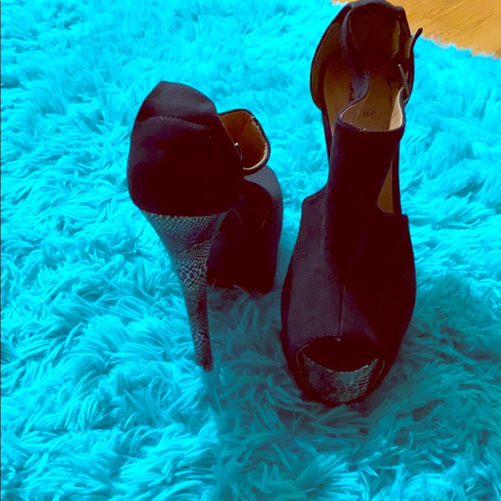 Black and white heels